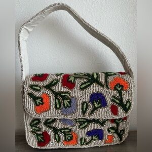 Studio 12 Made In India Flower Beaded Bag New